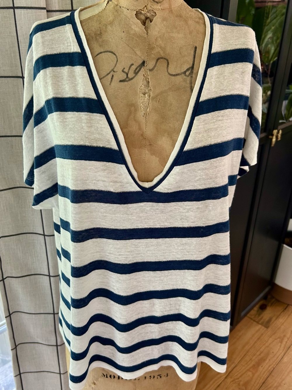 The White Company Navy and White Striped Tee